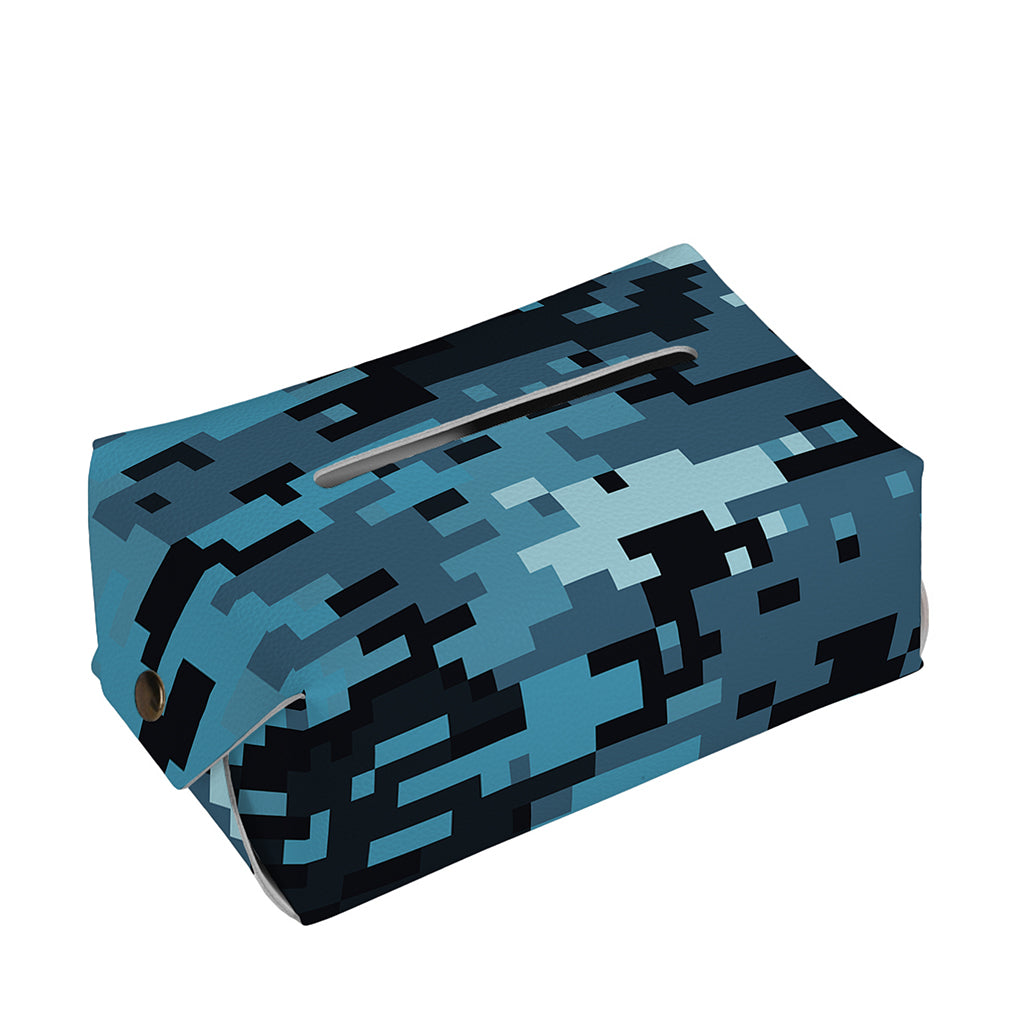 Blue And Black Digital Camo Print Rectangle Tissue Box Cover