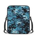 Blue And Black Digital Camo Print Rectangular Crossbody Bag