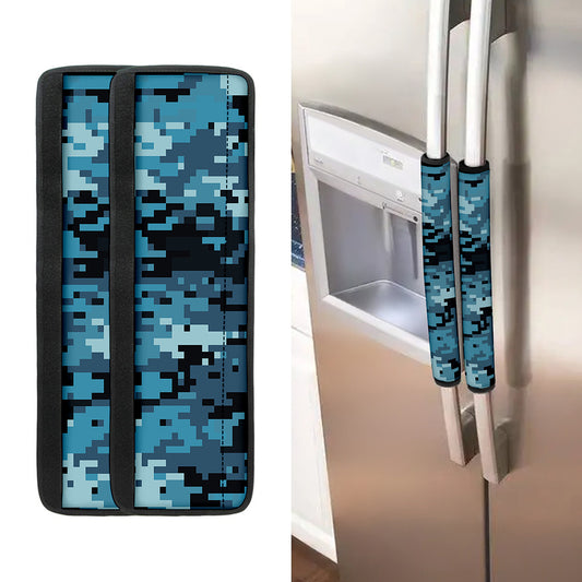 Blue And Black Digital Camo Print Refrigerator Handle Covers