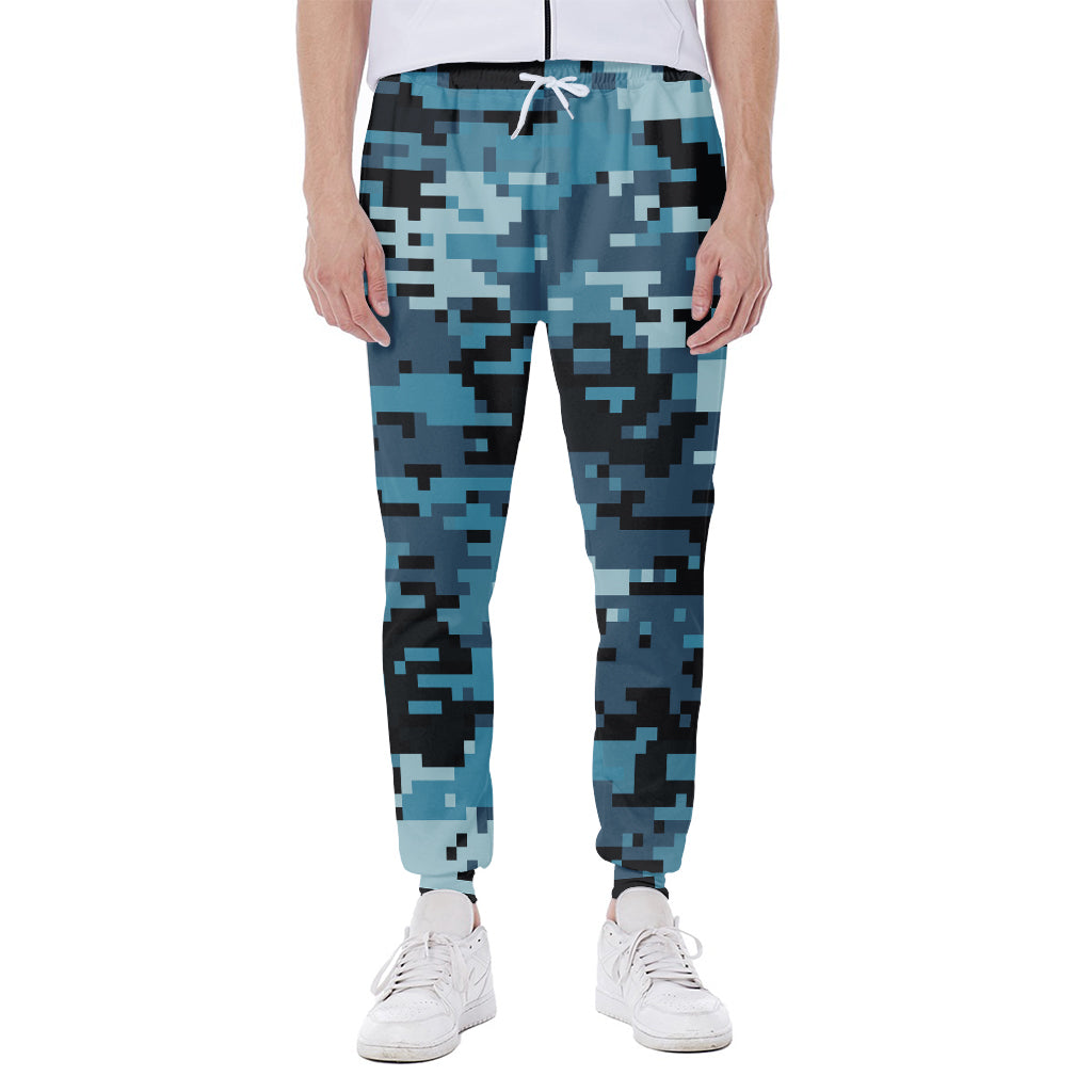 Blue And Black Digital Camo Print Scuba Joggers