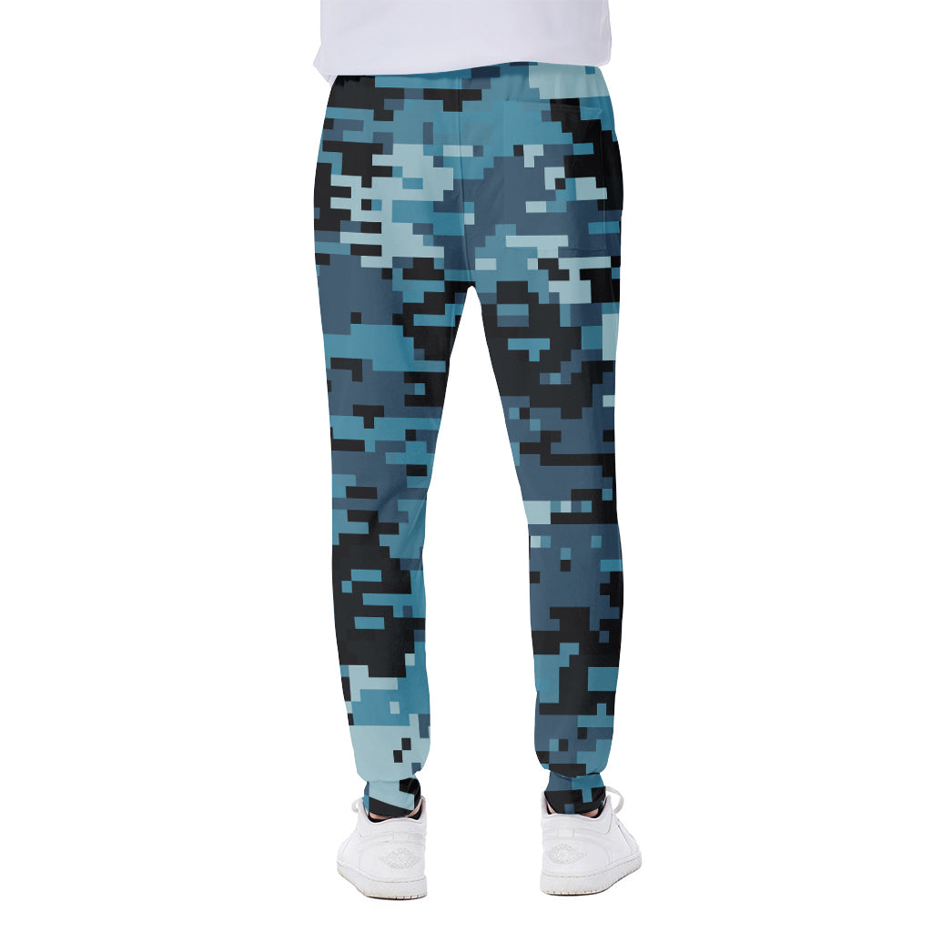 Blue And Black Digital Camo Print Scuba Joggers