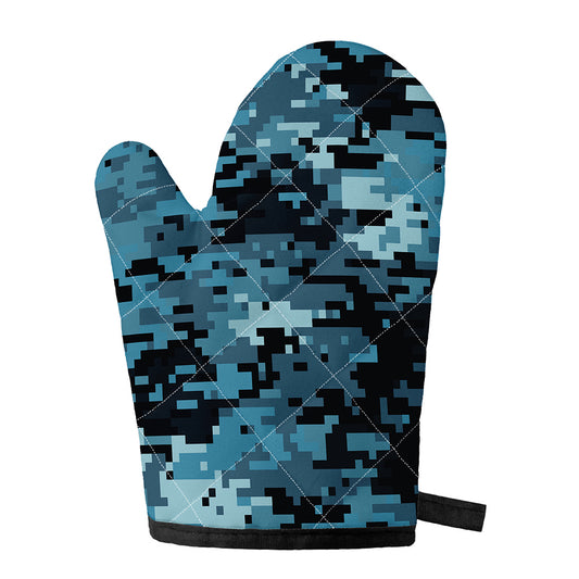 Blue And Black Digital Camo Print Single Oven Mitt