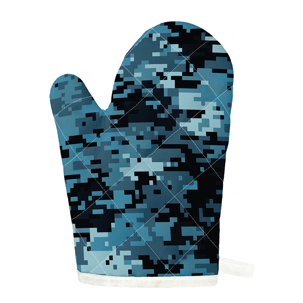 Blue And Black Digital Camo Print Single Oven Mitt