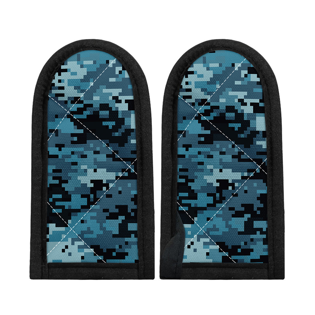 Blue And Black Digital Camo Print Skillet Handle Cover