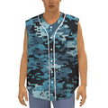 Blue And Black Digital Camo Print Sleeveless Baseball Jersey
