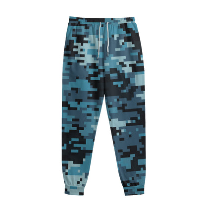 Blue And Black Digital Camo Print Sweatpants