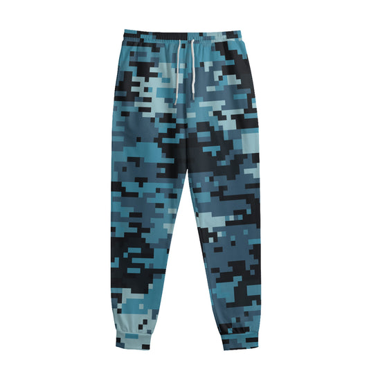 Blue And Black Digital Camo Print Sweatpants
