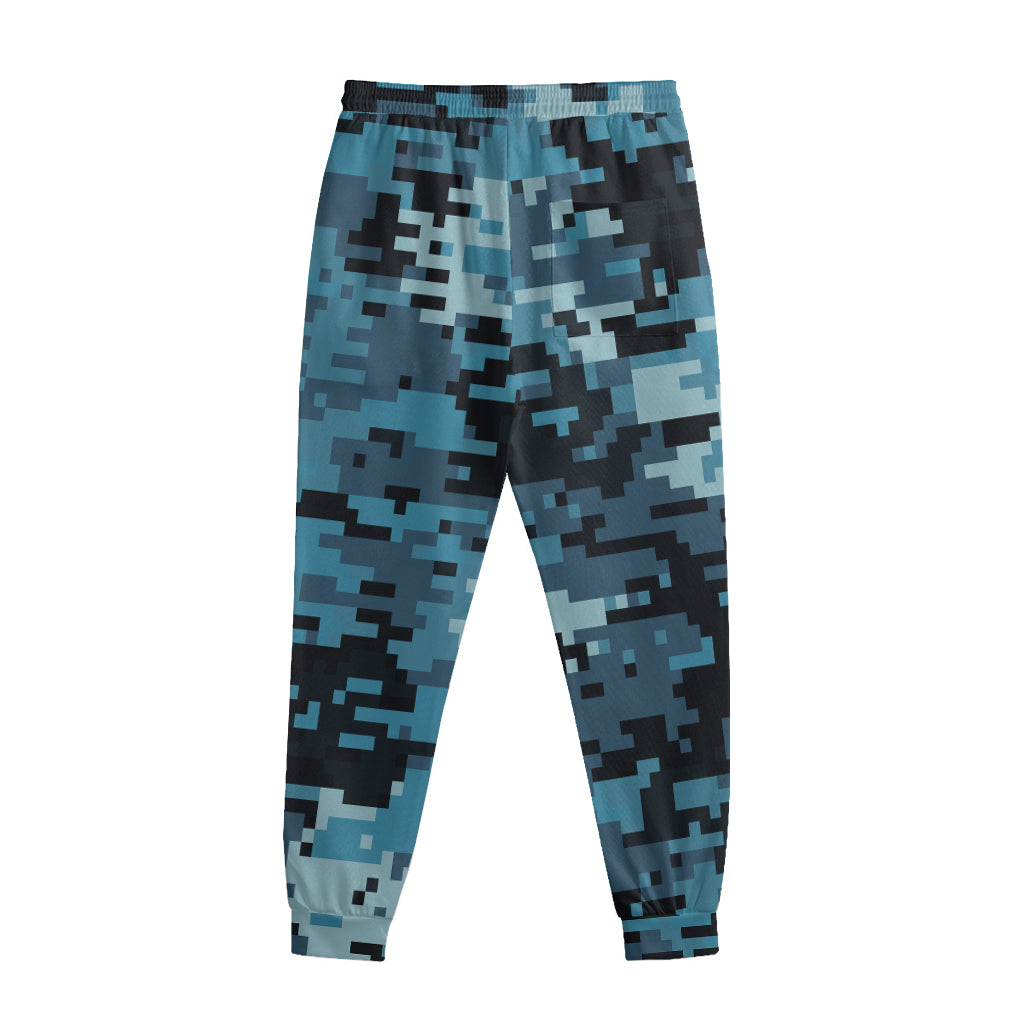 Blue And Black Digital Camo Print Sweatpants