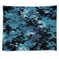 Blue And Black Digital Camo Print Tapestry
