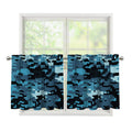 Blue And Black Digital Camo Print Tier Curtains