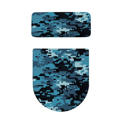 Blue And Black Digital Camo Print Toilet Lid And Tank Cover Set