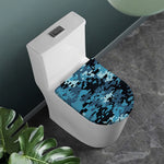 Blue And Black Digital Camo Print Toilet Lid Cover