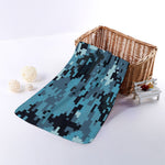 Blue And Black Digital Camo Print Towel