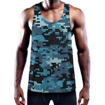 Blue And Black Digital Camo Print Training Tank Top