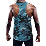 Blue And Black Digital Camo Print Training Tank Top