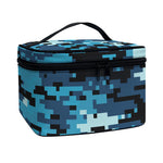 Blue And Black Digital Camo Print Travel Makeup Bag