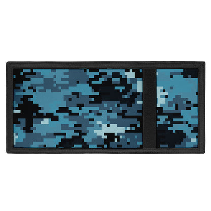 Blue And Black Digital Camo Print Trifold Wallet