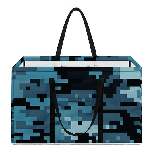 Blue And Black Digital Camo Print Utility Tote Bag