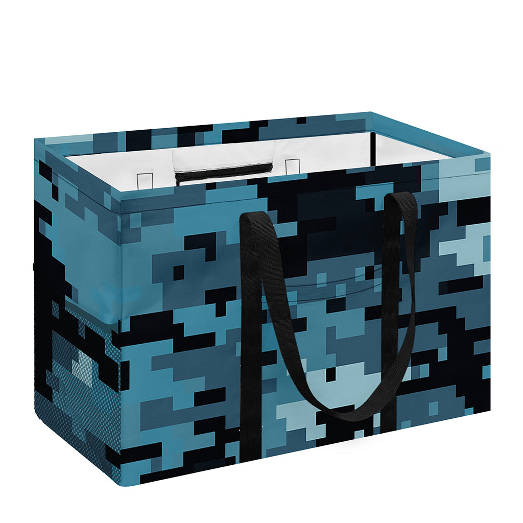 Blue And Black Digital Camo Print Utility Tote Bag
