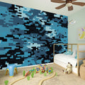 Blue And Black Digital Camo Print Wall Sticker