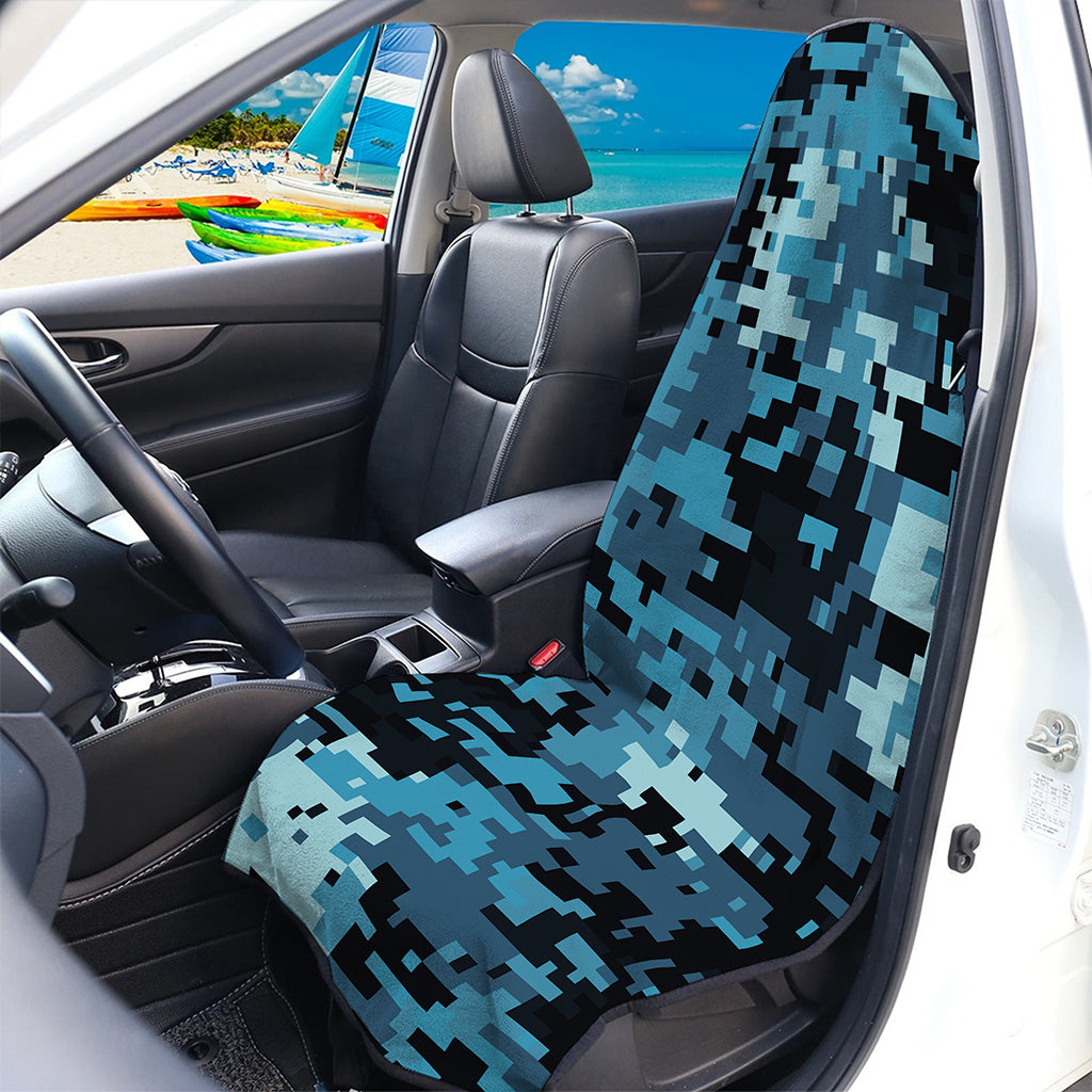 Blue And Black Digital Camo Print Waterproof Car Seat Cover