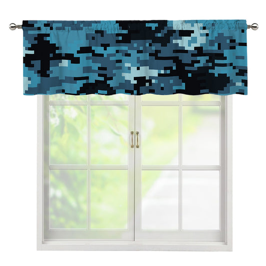 Blue And Black Digital Camo Print Window Valance