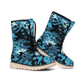Blue And Black Digital Camo Print Winter Boots