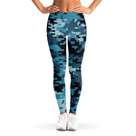 Blue And Black Digital Camo Print Women's Leggings