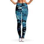 Blue And Black Digital Camo Print Women's Leggings
