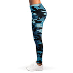 Blue And Black Digital Camo Print Women's Leggings