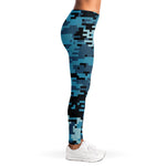Blue And Black Digital Camo Print Women's Leggings