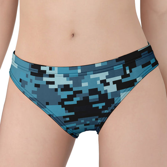 Blue And Black Digital Camo Print Women's Panties
