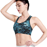 Blue And Black Digital Camo Print Women's Sports Bra