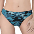 Blue And Black Digital Camo Print Women's Thong