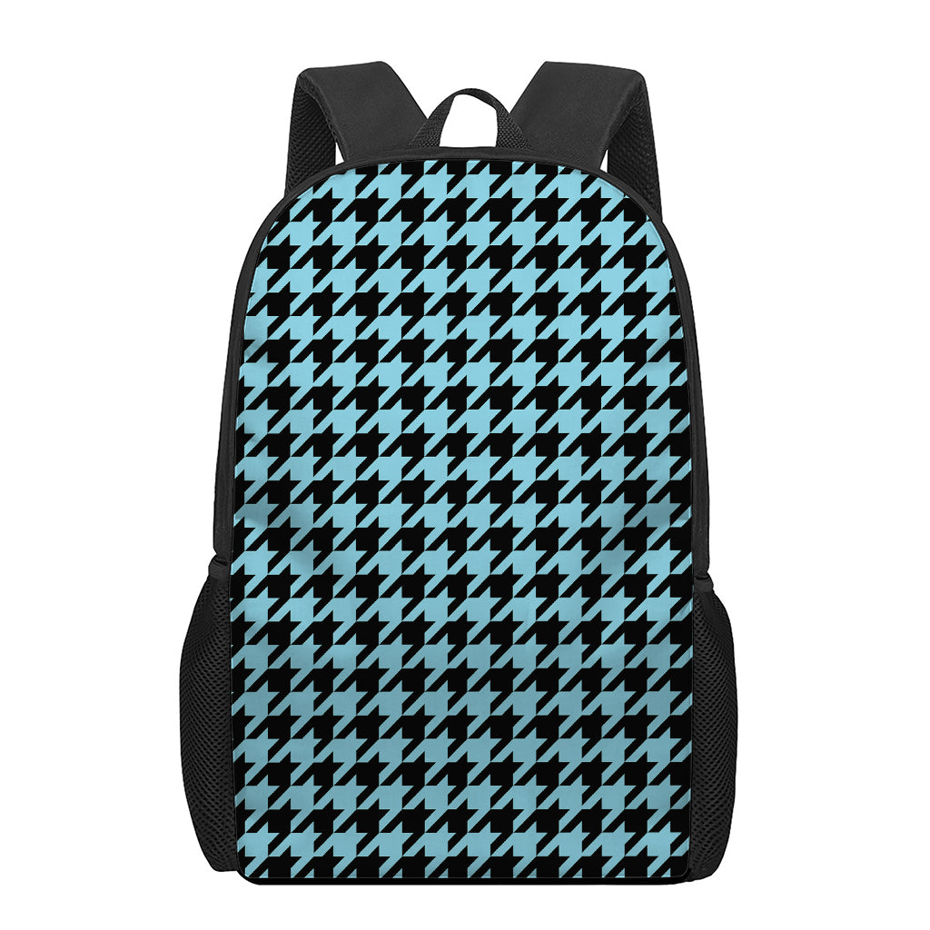 Blue And Black Houndstooth Pattern Print 17 Inch Backpack