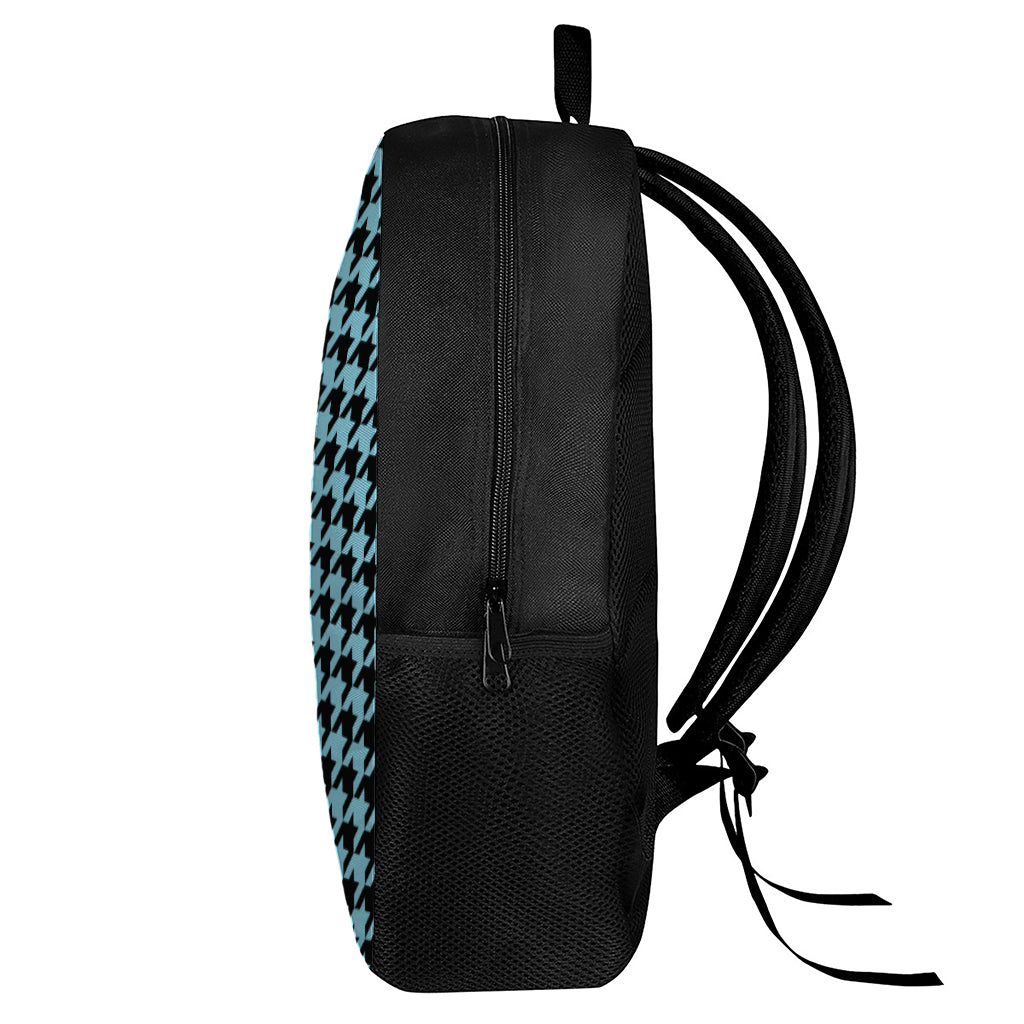 Blue And Black Houndstooth Pattern Print 17 Inch Backpack