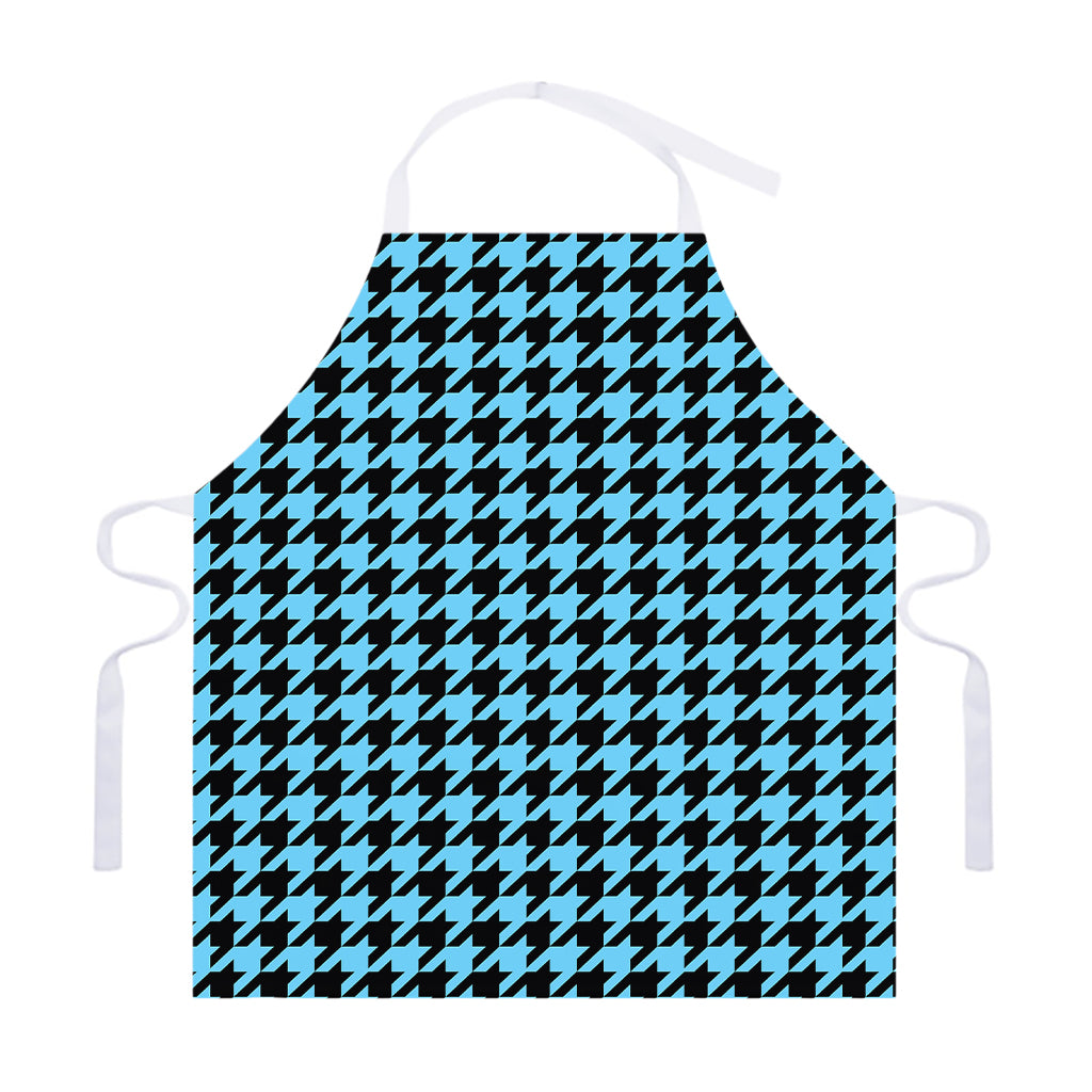 Blue And Black Houndstooth Pattern Print Adjustable Apron