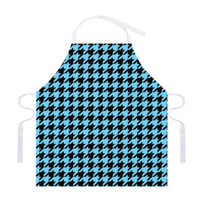 Blue And Black Houndstooth Pattern Print Adjustable Apron