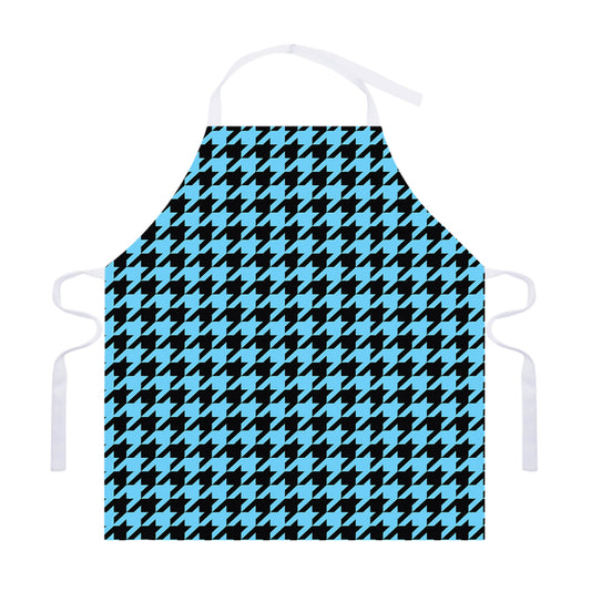 Blue And Black Houndstooth Pattern Print Adjustable Apron