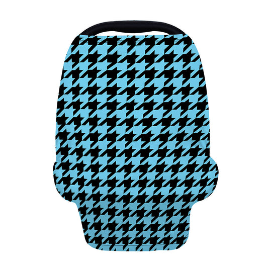 Blue And Black Houndstooth Pattern Print Baby Seat Cover