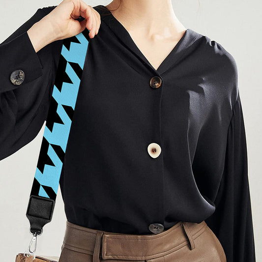 Blue And Black Houndstooth Pattern Print Bag Strap