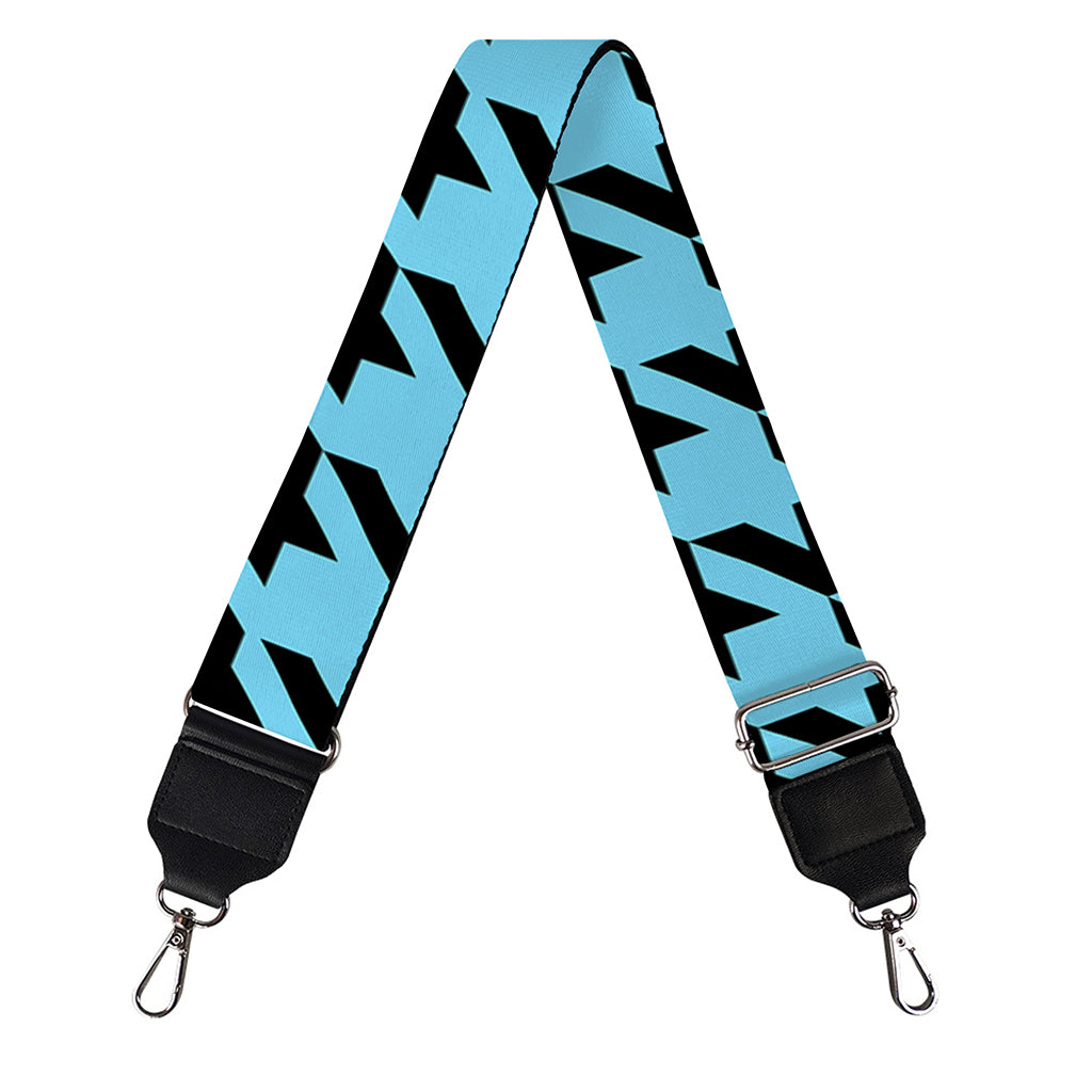Blue And Black Houndstooth Pattern Print Bag Strap