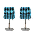 Blue And Black Houndstooth Pattern Print Bar Stool Covers