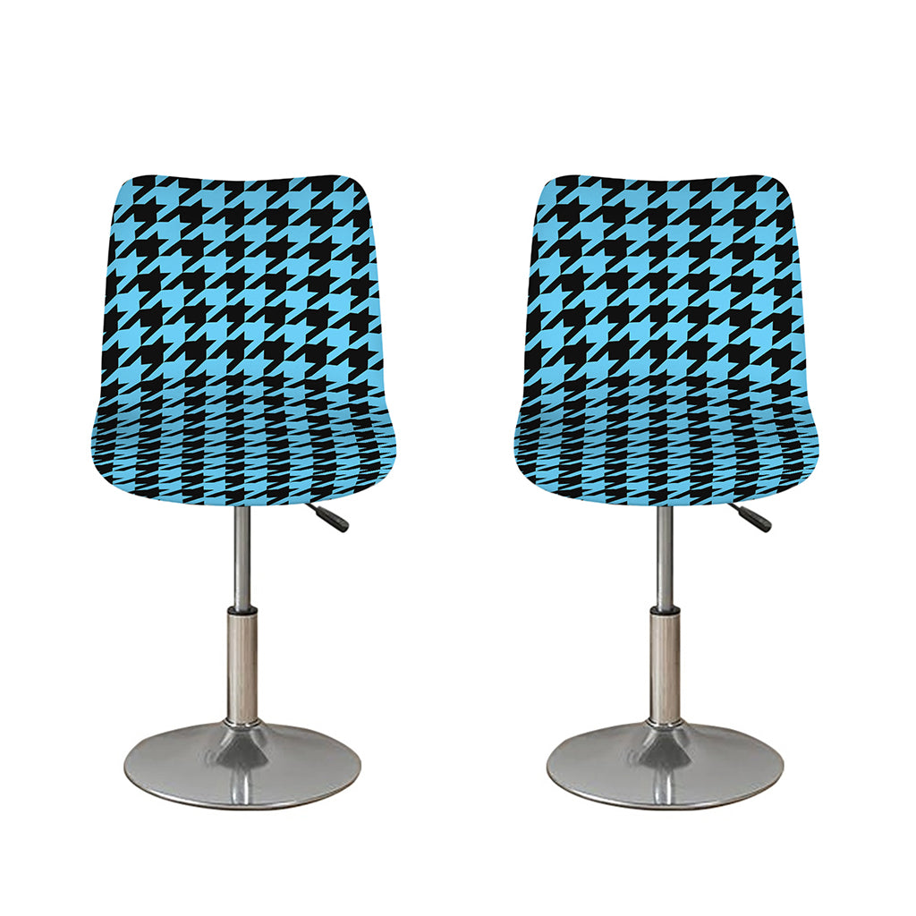Blue And Black Houndstooth Pattern Print Bar Stool Covers