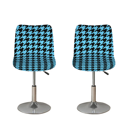 Blue And Black Houndstooth Pattern Print Bar Stool Covers