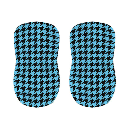 Blue And Black Houndstooth Pattern Print Bar Stool Covers