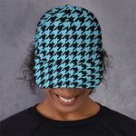 Blue And Black Houndstooth Pattern Print Baseball Cap