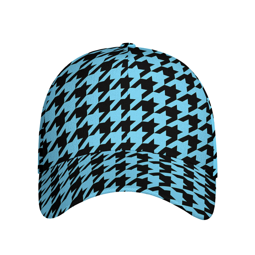 Blue And Black Houndstooth Pattern Print Baseball Cap