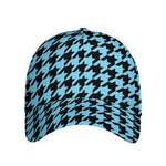 Blue And Black Houndstooth Pattern Print Baseball Cap