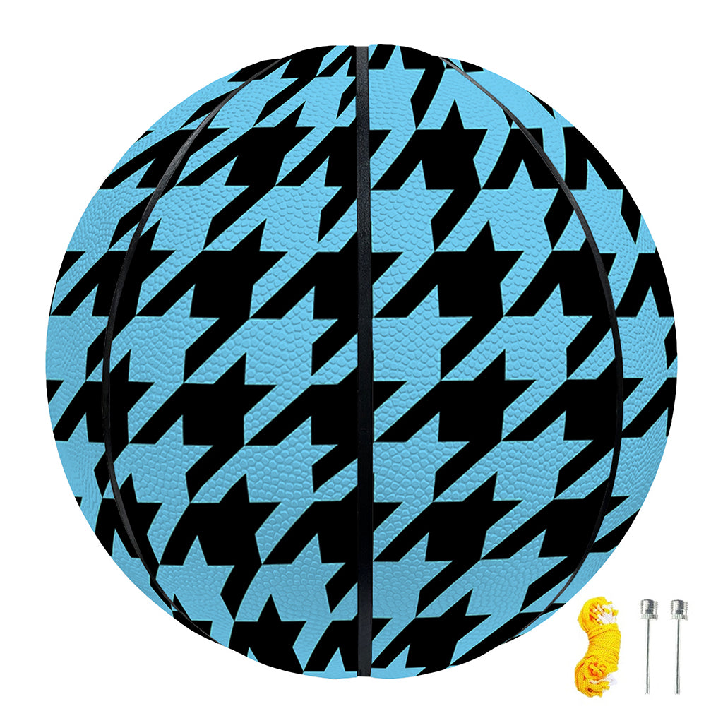 Blue And Black Houndstooth Pattern Print Basketball